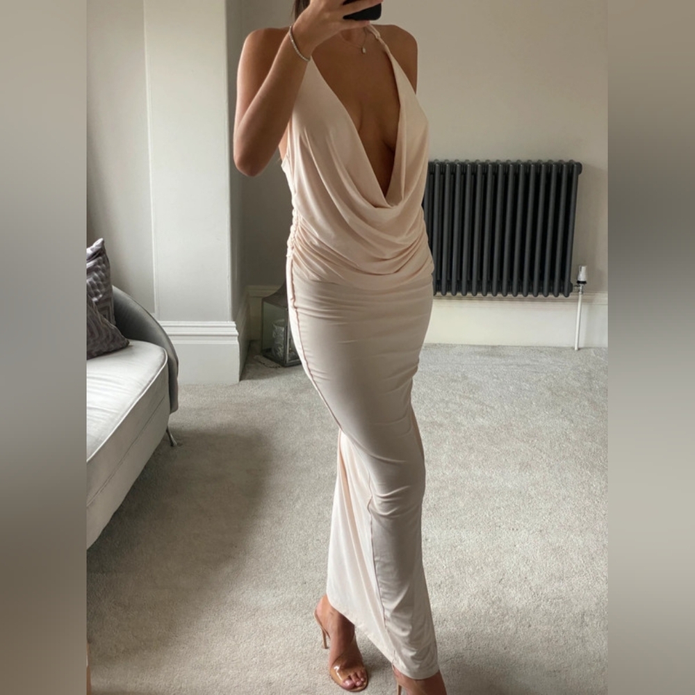 Zara cowl neck open back maxi dress